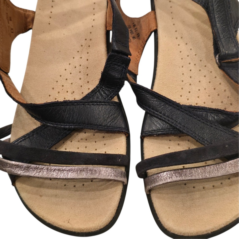 Hotter Flare II Leather Strappy Sandal Women US 7.5 EU 38.5 Black Pewter - Picture 4 of 10